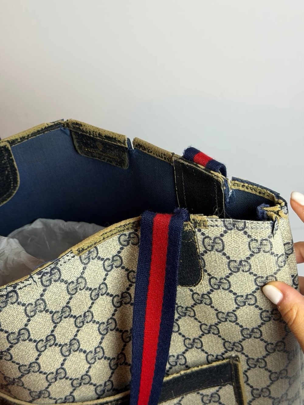 Vintage Gucci GG Supreme Sherry Line Canvas Tote Bag Project - Picture 6 of 14